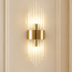 Applique murale cristal dorée, lumière haut et bas