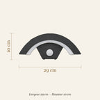 Dimensions de l'applique extérieure en arc : largeur 29 cm, hauteur 10 cm
