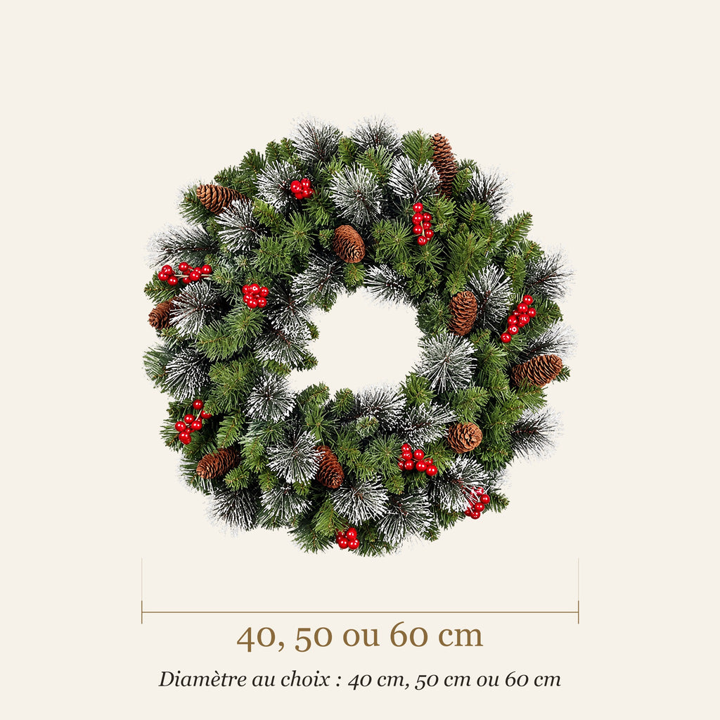 Dimensions de la couronne de Noël : diamètre 40, 50 ou 60 cm