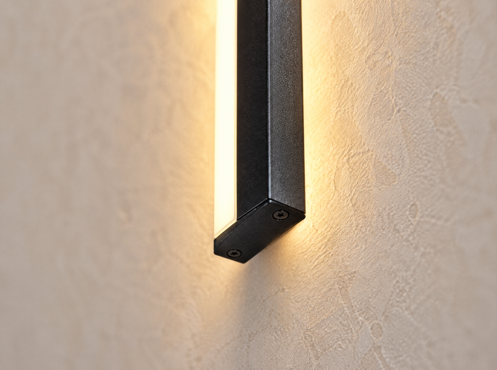 Détail du profilé en aluminium noir et de la diffusion latérale