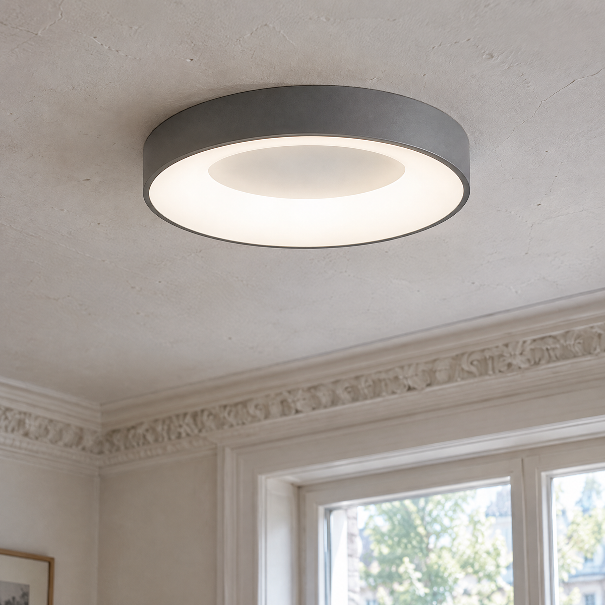 Profil de 5 cm du plafonnier LED rond gris