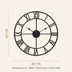 Schéma coté de l'horloge : diamètre 40 cm