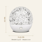 Dimensions de la lampe aurore boréale : diamètre 11,5 cm, hauteur 12 cm