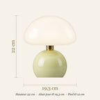 Dimensions de la lampe champignon en céramique : hauteur 22 cm, abat-jour 19,3 cm