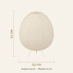 Dimensions de la lampe en papier de riz : largeur 23 cm, hauteur 21 cm