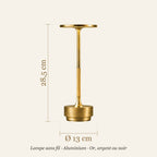 Schéma coté de la lampe sans fil : Ø 13 cm, hauteur 28,5 cm