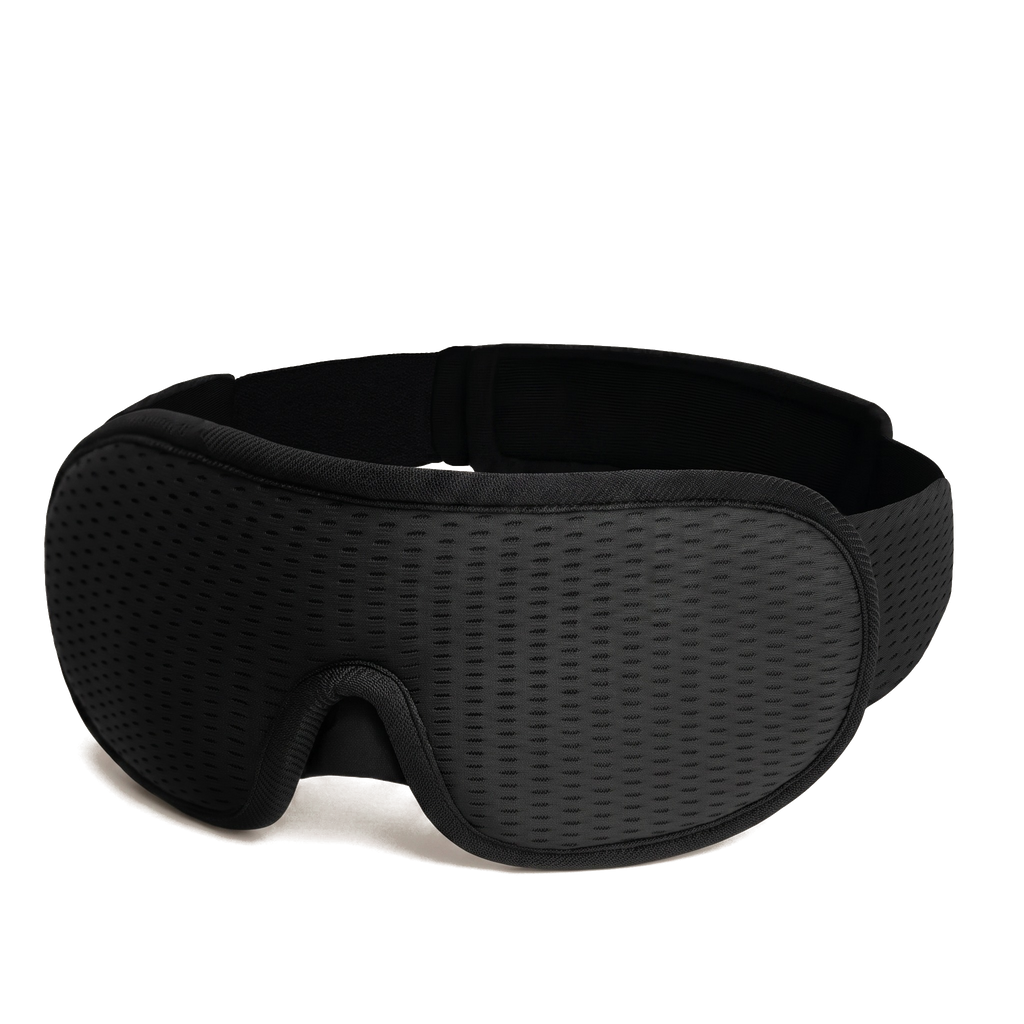 Masque de sommeil 3D occultant noir Maison Reposéa, cavités oculaires profondes et bandeau élastique