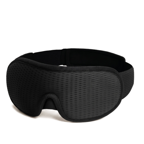 Masque de sommeil 3D occultant noir Maison Reposéa, cavités oculaires profondes et bandeau élastique