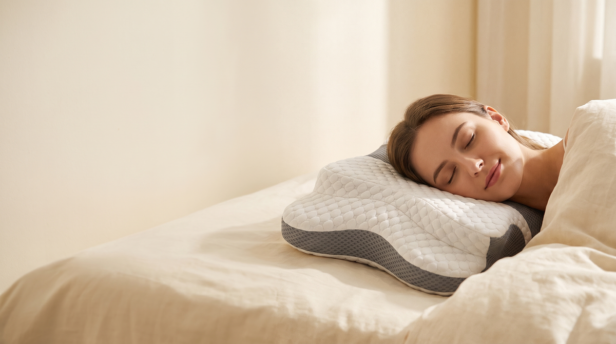 Femme dormant sur l'oreiller cervical Reposéa