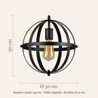 Schéma coté de la suspension globe : Ø 30 cm