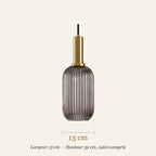 Dimensions de la suspension en verre strié : 13 × 32 cm
